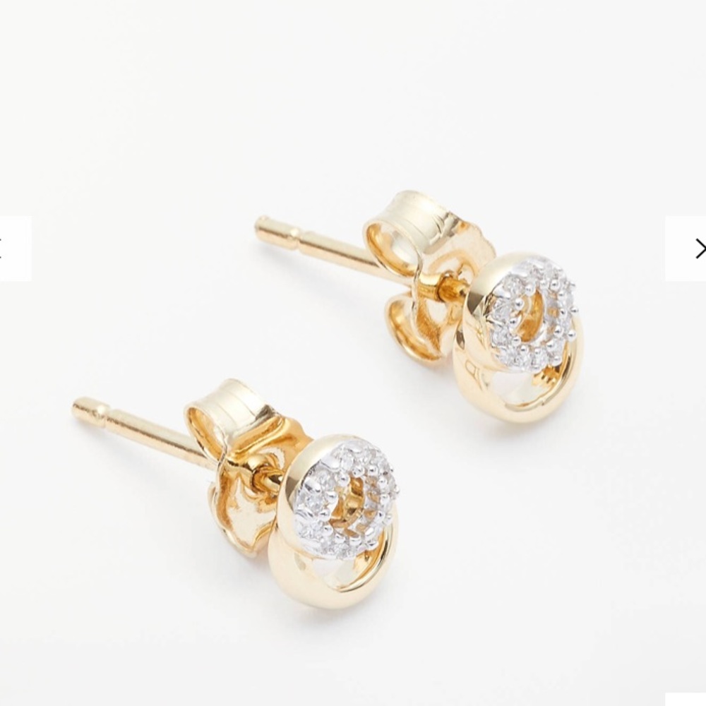 Modern Rarity Diamond Link Stud Earrings, Gold